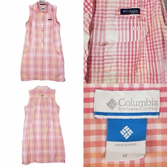 Columbia Dress Pink Plaid Super Bonehead Sleeveless Women’s Size Medium M PFG - Picture 1 of 14